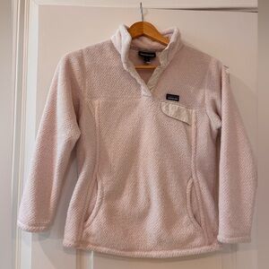 Patagonia Retool Snap T Fleece Jacket, Girls 12, Large, Cream